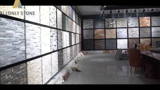 중국 황사암 문화석, 적층형 석재 패널, 얇은 석재 베니어, 노출된 벽석, 벽 클래딩용 난간석
